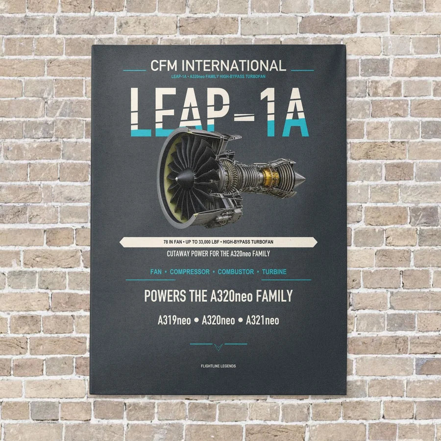 CFM LEAP-1A vertical canvas print - no frame - gray background