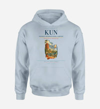 Thumbnail for Kaunas International Airport (KUN) design on light blue hoodie single-side print