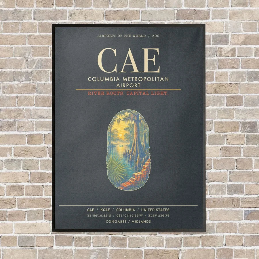 Columbia Metropolitan Airport CAE - Canvas Framed - Gray