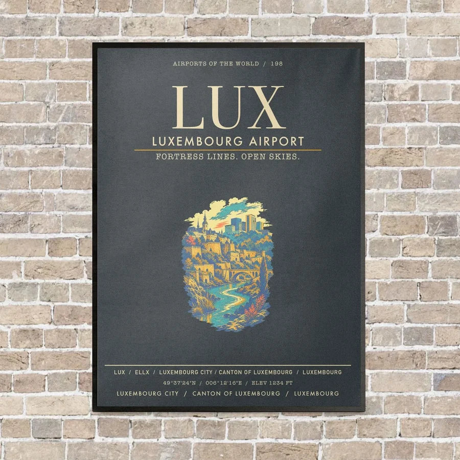 Luxembourg Airport LUX - Canvas Framed - Gray