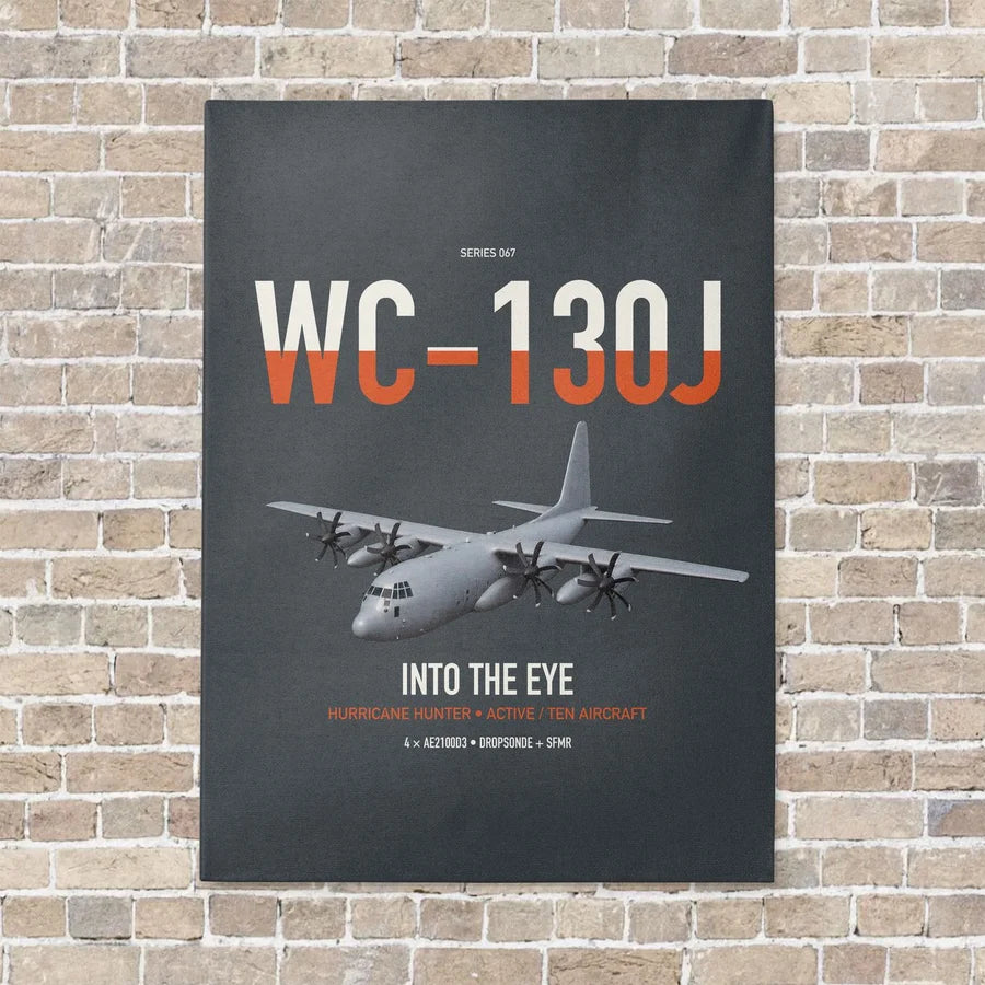 WC-130J Hurricane Hunter vertical canvas print - no frame - gray background