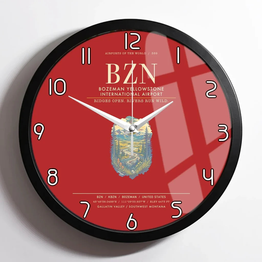 Bozeman Yellowstone International Airport BZN Wall-Clock Framed - Red