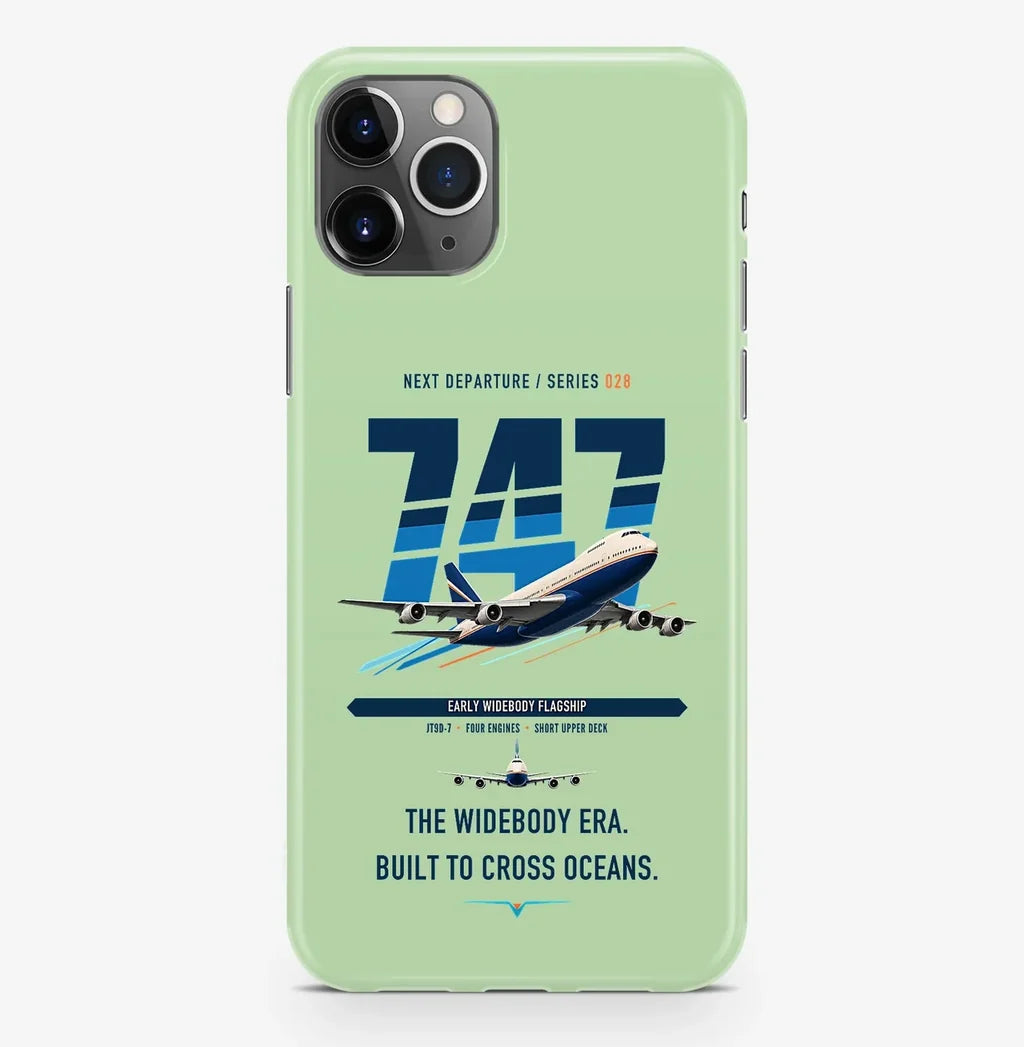Boeing 747-200B design on light green magsafe iphone case