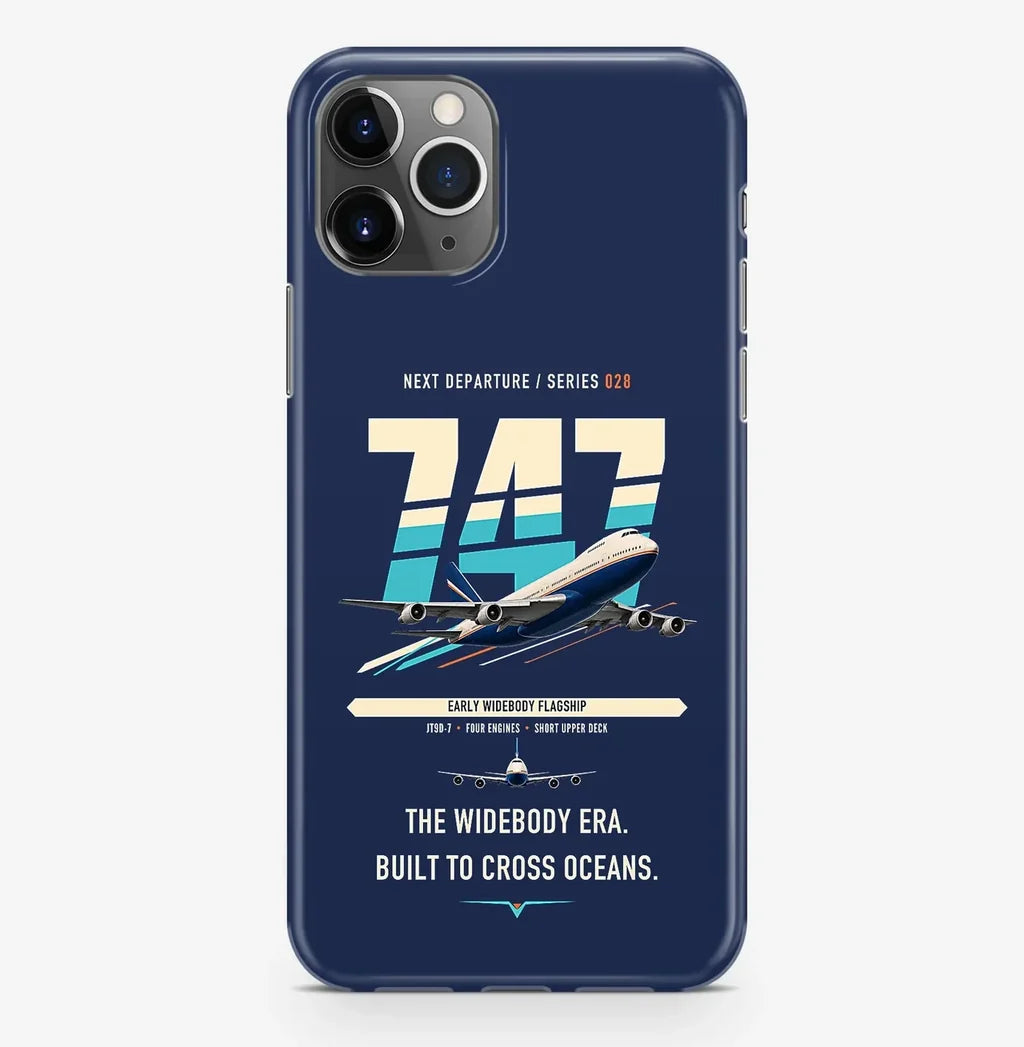 Boeing 747-200B design on navy blue magsafe iphone case