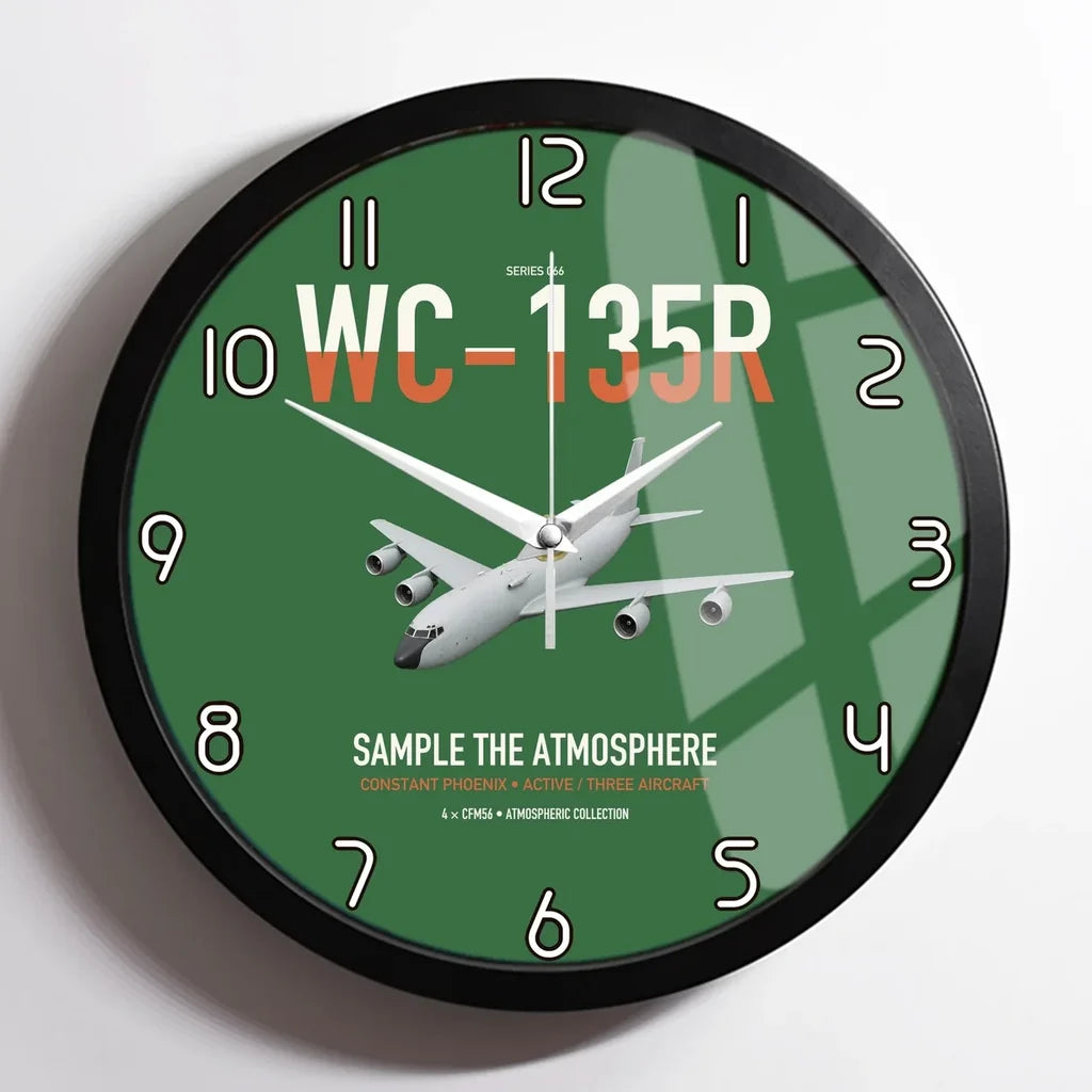 WC-135R Constant Phoenix design on green framed wall clock