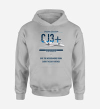 Thumbnail for Cessna Citation CJ3+ design on light gray double-side hoodie, single-side print