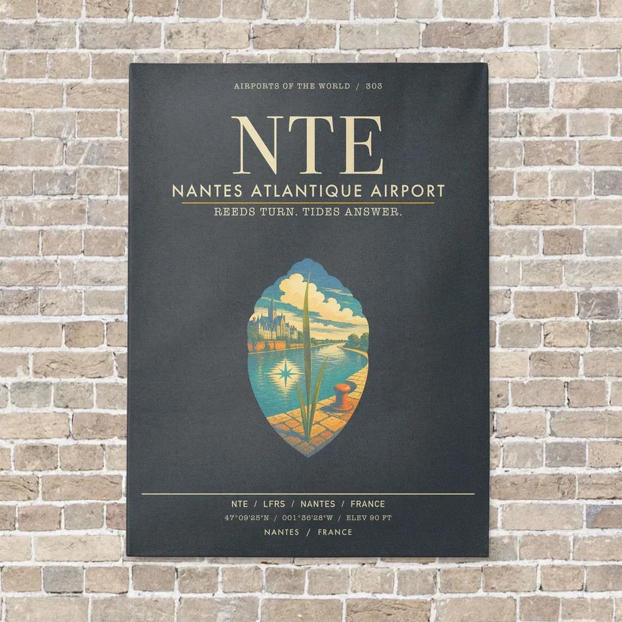 Nantes Atlantique Airport NTE - Canvas Framed - Gray