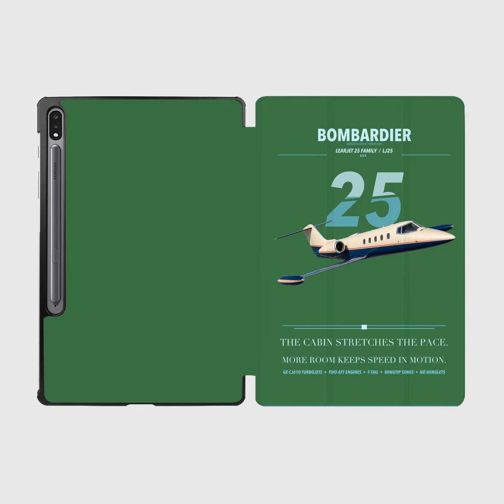 Bombardier Learjet 25 design on green samsung tablet tablet case