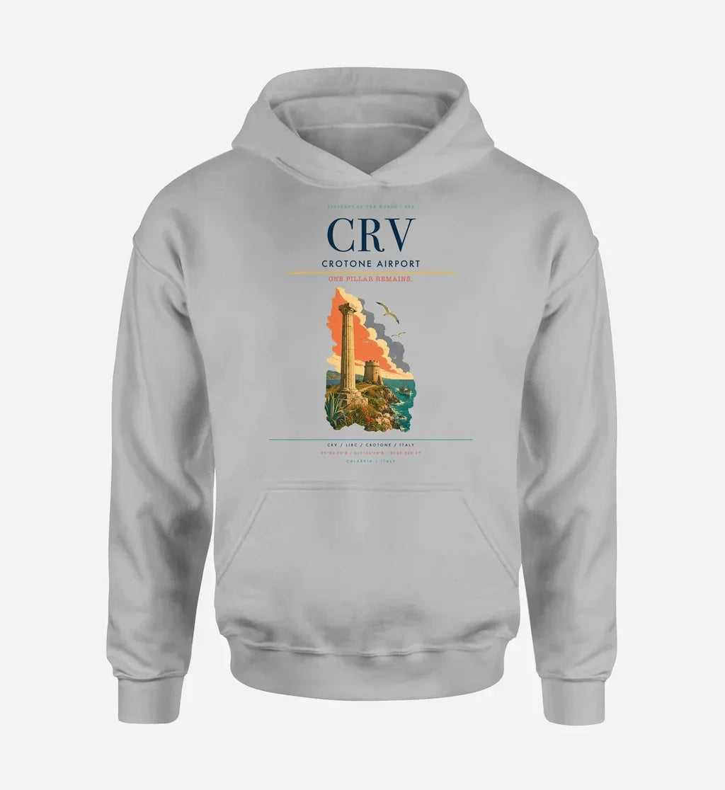 Crotone Airport (CRV) design on light gray hoodie single-side print