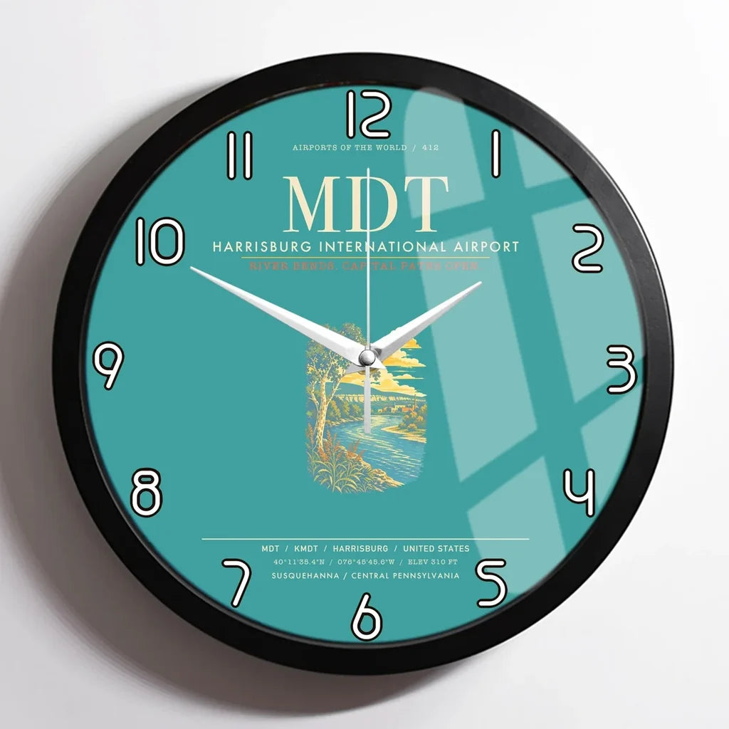 Harrisburg International Airport MDT Wall-Clock Framed - Turquoise