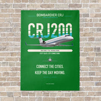 Thumbnail for Bombardier CRJ200 vertical canvas print - no frame - green background