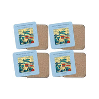 Thumbnail for The High Desert Speed Trap - Designed Coasters design on light blue 4-pieces-set