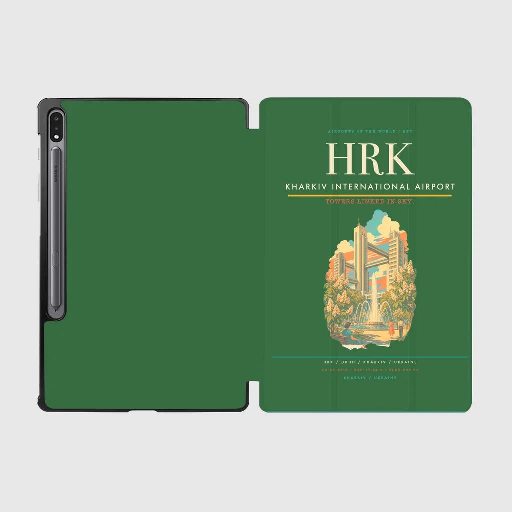 Kharkiv International Airport (HRK) design on green samsung tablet tablet case