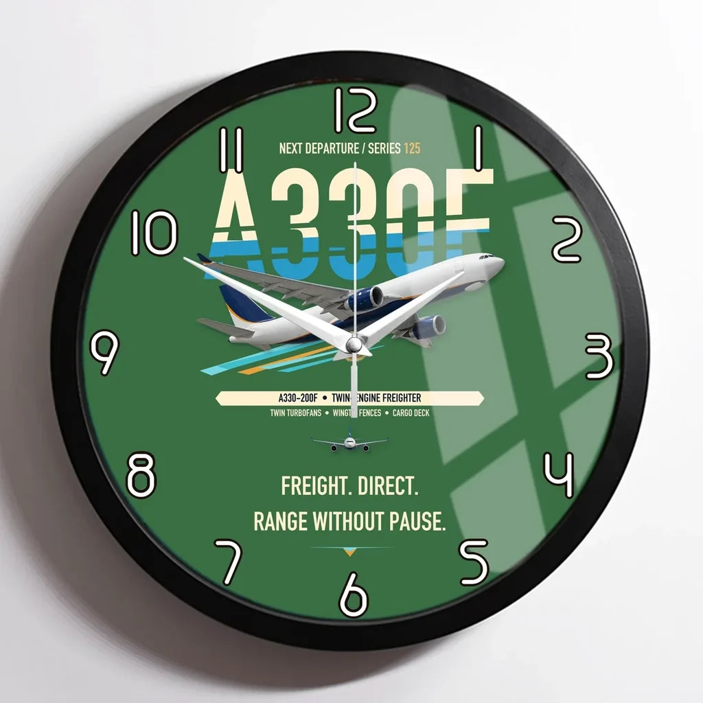 Airbus A330-200F design on green framed wall clock