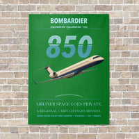 Thumbnail for Bombardier Challenger 850 vertical canvas print - no frame - green background