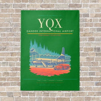 Thumbnail for Gander International Airport YQX vertical canvas print - no frame - green background