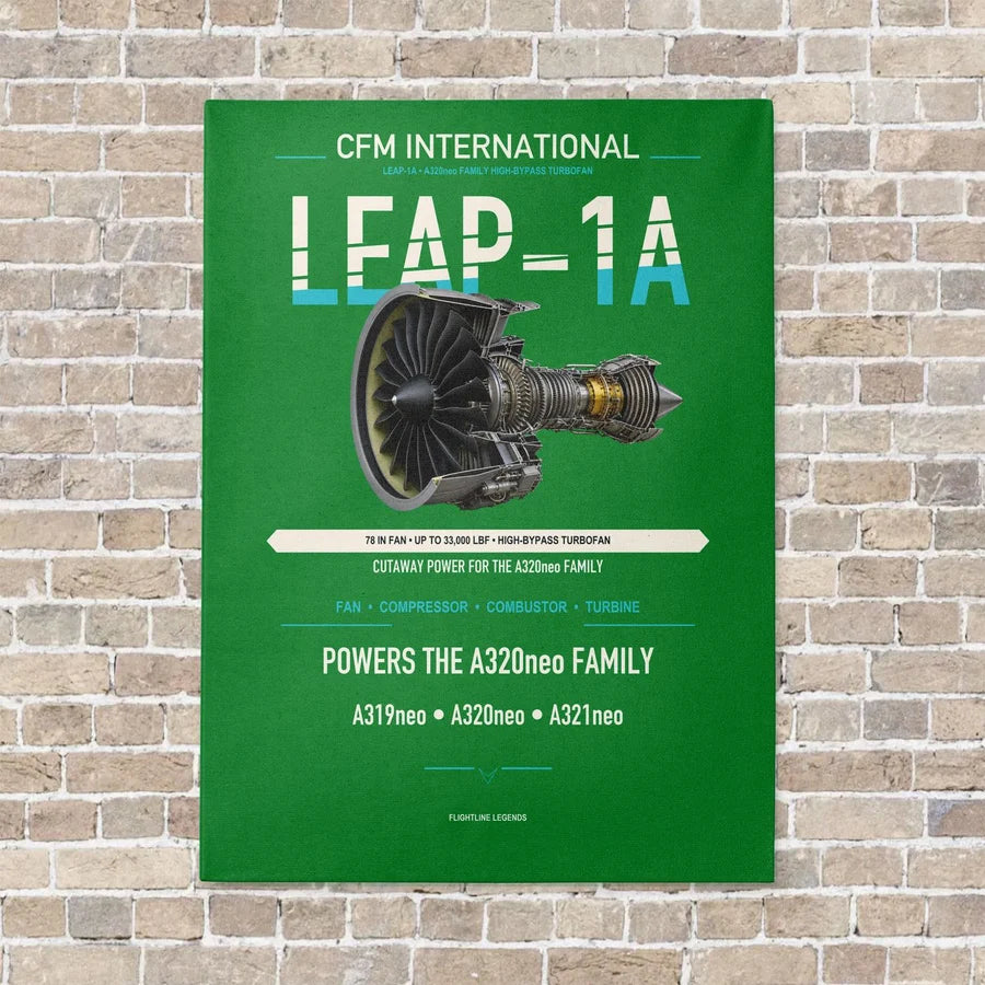 CFM LEAP-1A vertical canvas print - no frame - green background