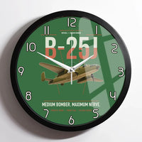 Thumbnail for B-25J Mitchell design on green framed wall clock