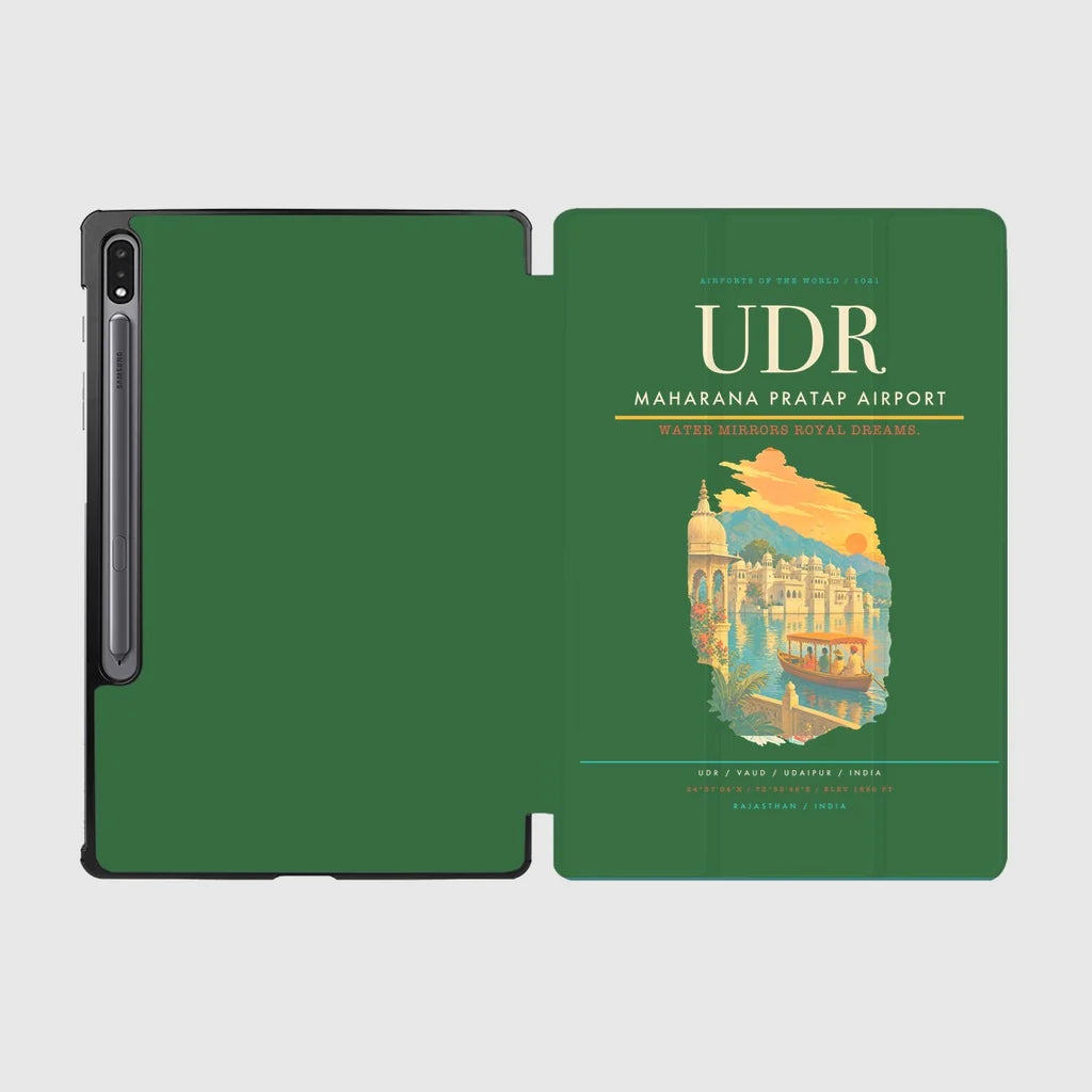 Maharana Pratap Airport (UDR) design on green samsung tablet tablet case