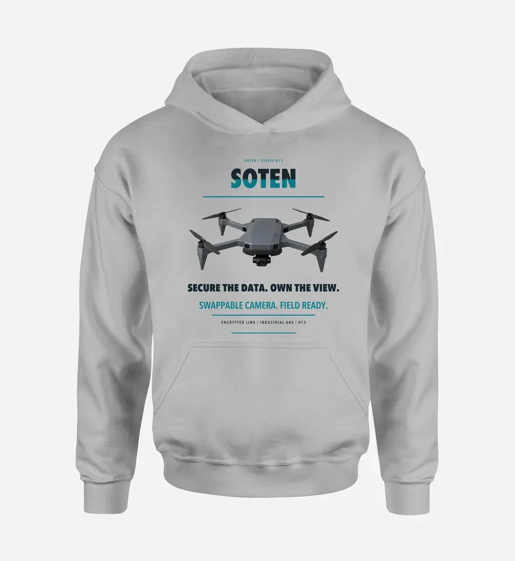 ACSL SOTEN design on light gray hoodie single side