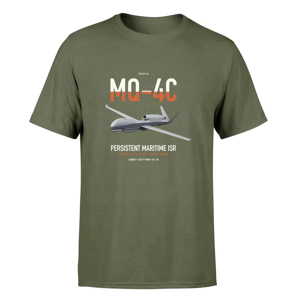 MQ-4C Triton IFC-4 design on green army double-side t-shirt, single-side print