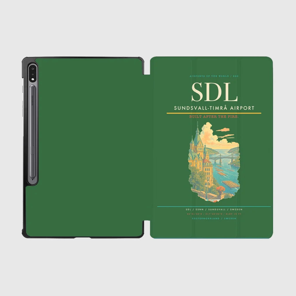 Sundsvall-Timrå Airport (SDL) design on green samsung tablet tablet case