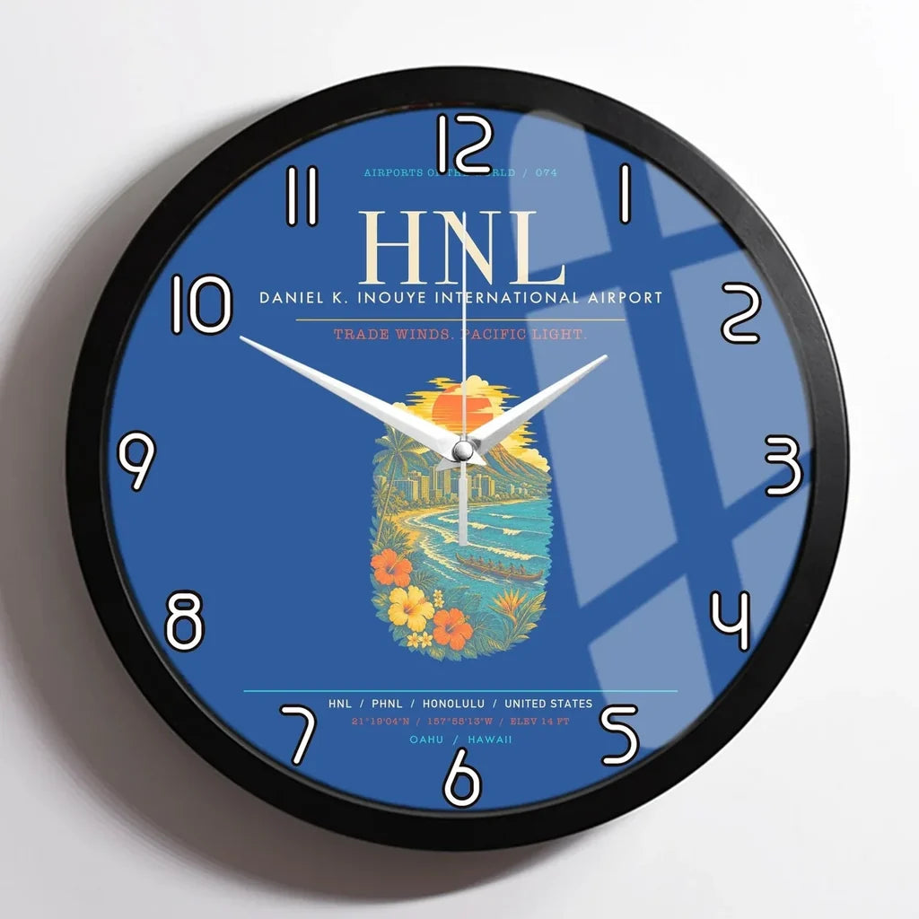 Honolulu Daniel K. Inouye International Airport HNL Wall-Clock Framed - Blue