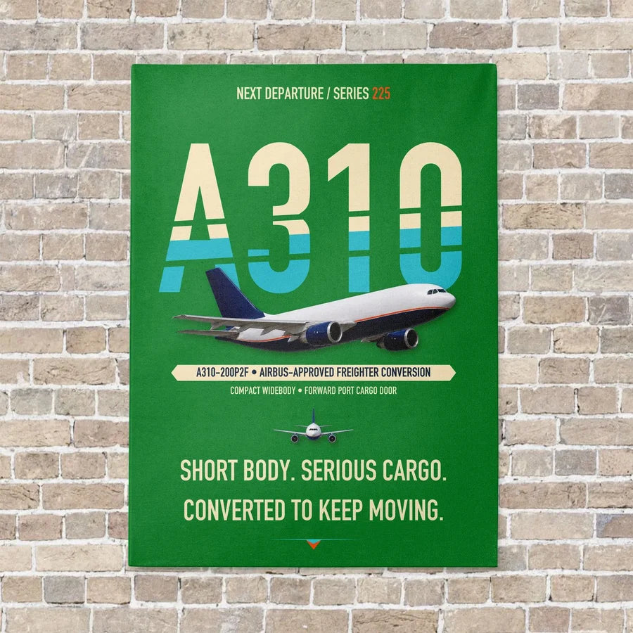 Airbus A310-200P2F vertical canvas print - no frame - green background