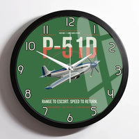 Thumbnail for P-51D Mustang design on green framed wall clock