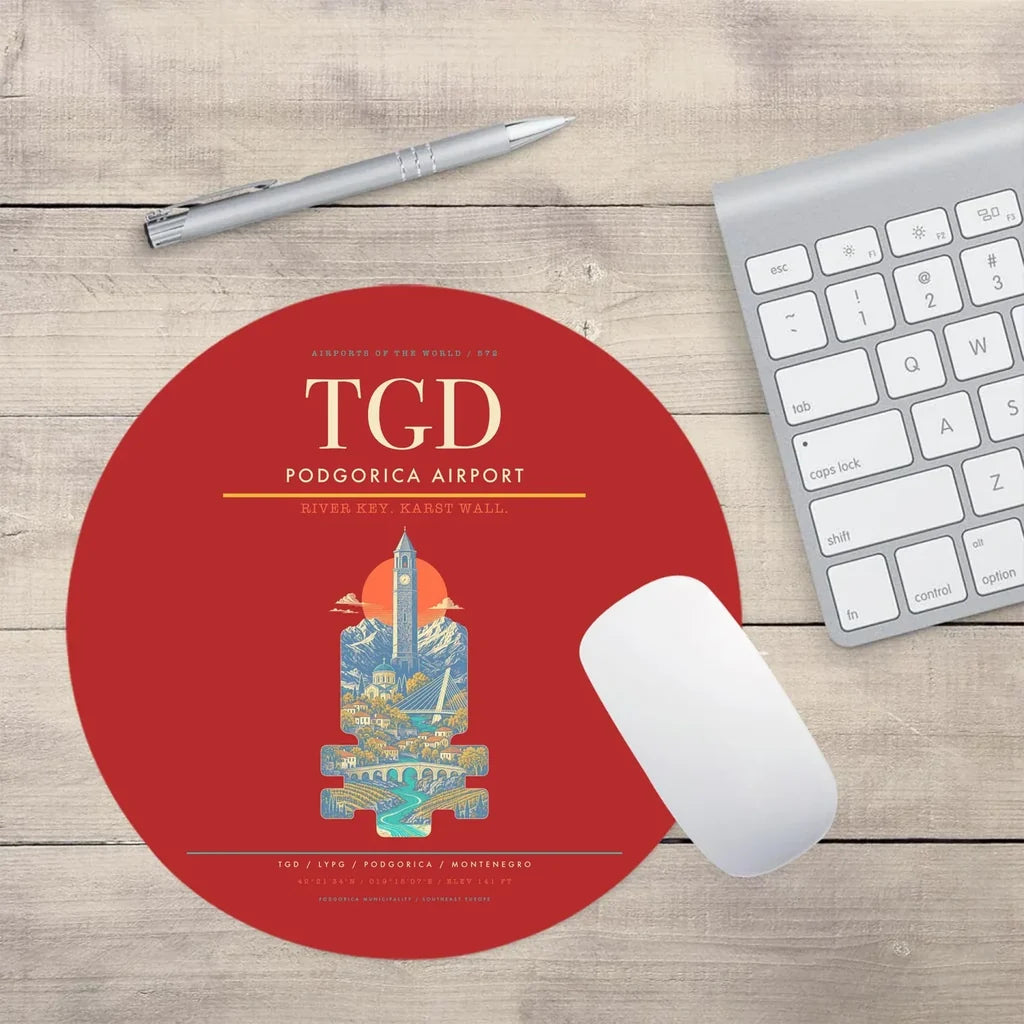 Podgorica Airport TGD Mouse-Pad Round - Red