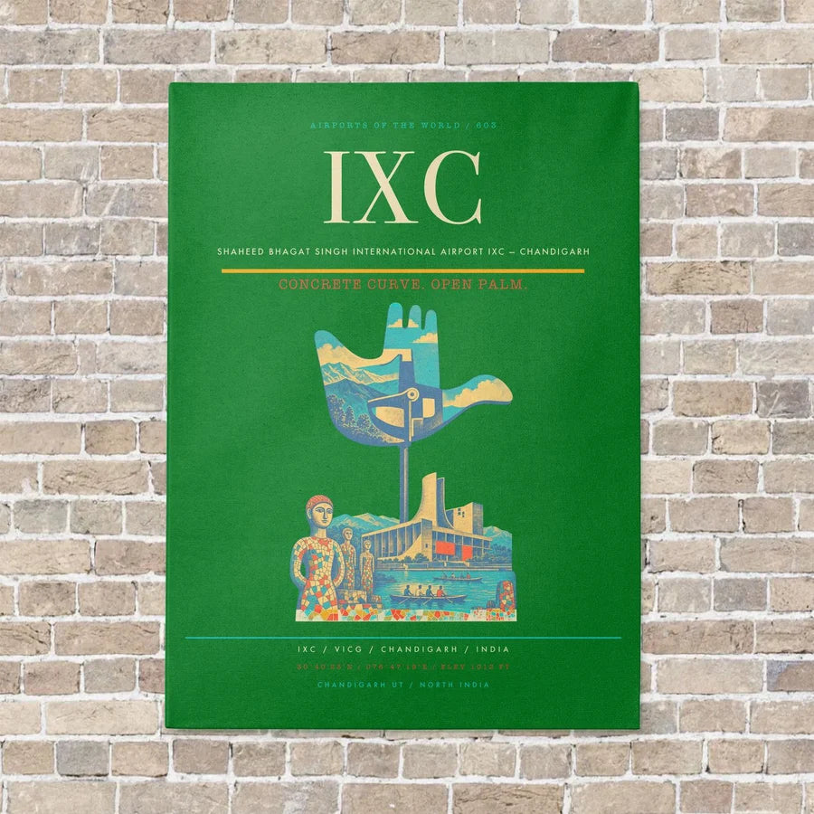 Shaheed Bhagat Singh International Airport IXC — Chandigarh vertical canvas print - no frame - green background