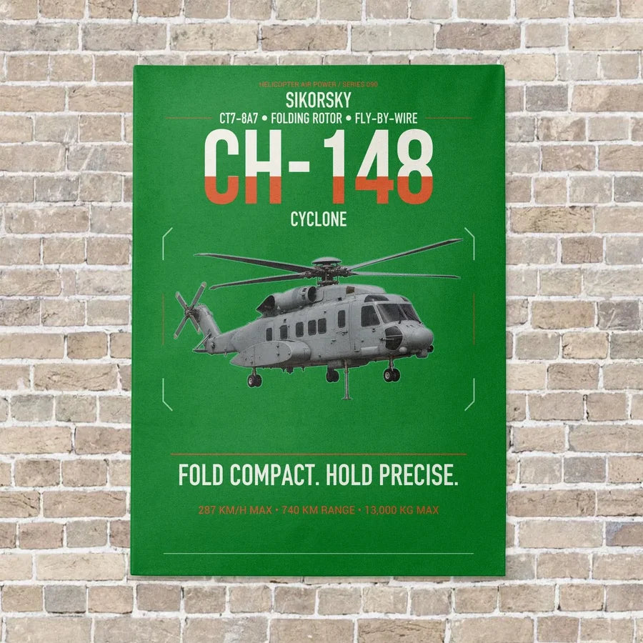 Sikorsky CH-148 Cyclone vertical canvas print - no frame - green background