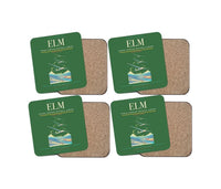 Thumbnail for Elmira Corning Regional Airport (ELM) design on green 4 pieces set coaster