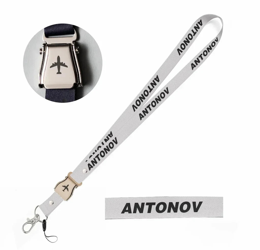 Antonov & Text seat belt lanyard - white