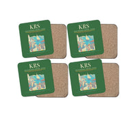 Thumbnail for Kristiansand Airport, Kjevik (KRS) design on green 4 pieces set coaster