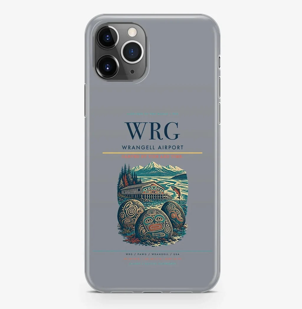 Wrangell Airport (WRG) design on gray iPhone 16 Pro MagSafe case