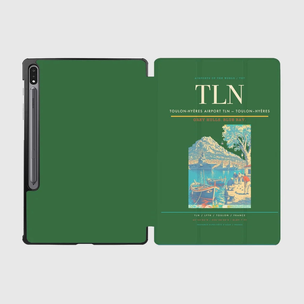 Toulon-Hyères Airport (TLN) design on green samsung tablet tablet case