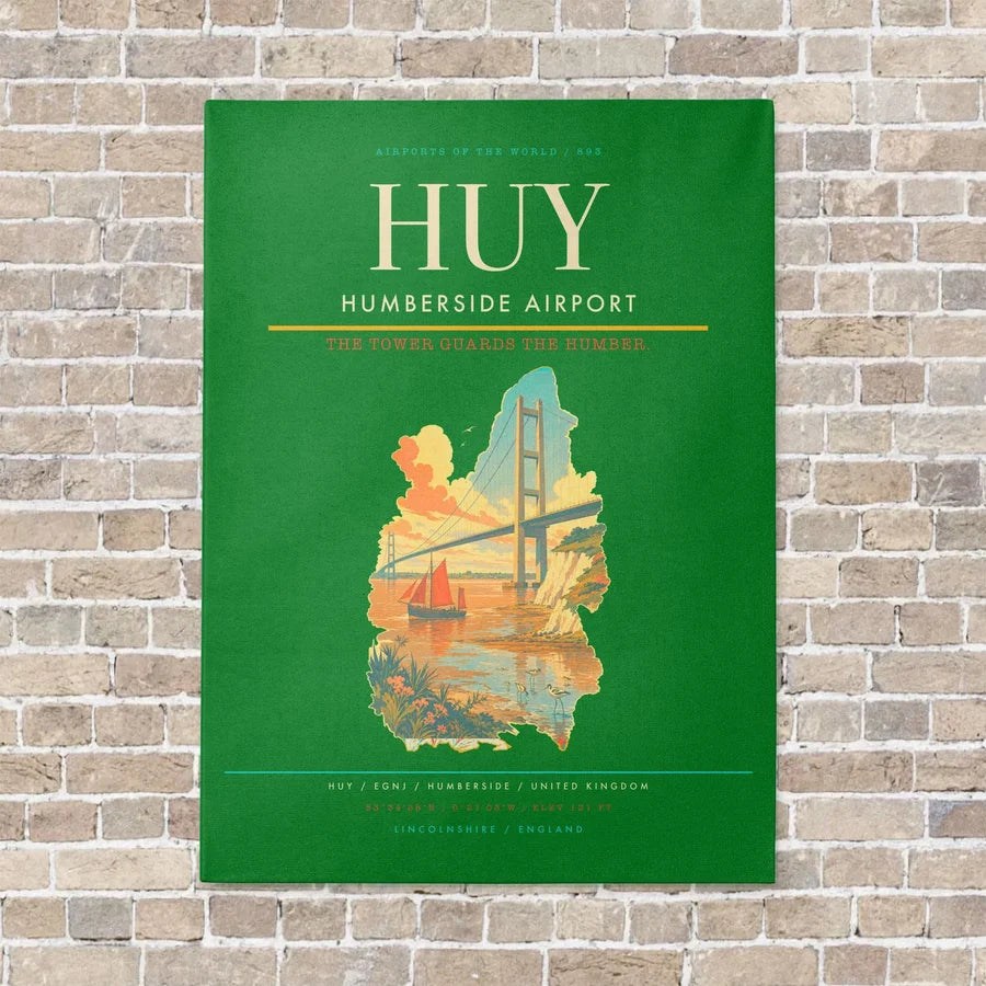 Humberside Airport HUY vertical canvas print - no frame - green background
