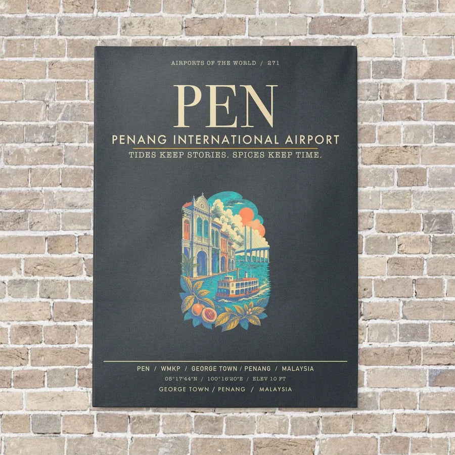 Penang International Airport PEN - Canvas Framed - Gray