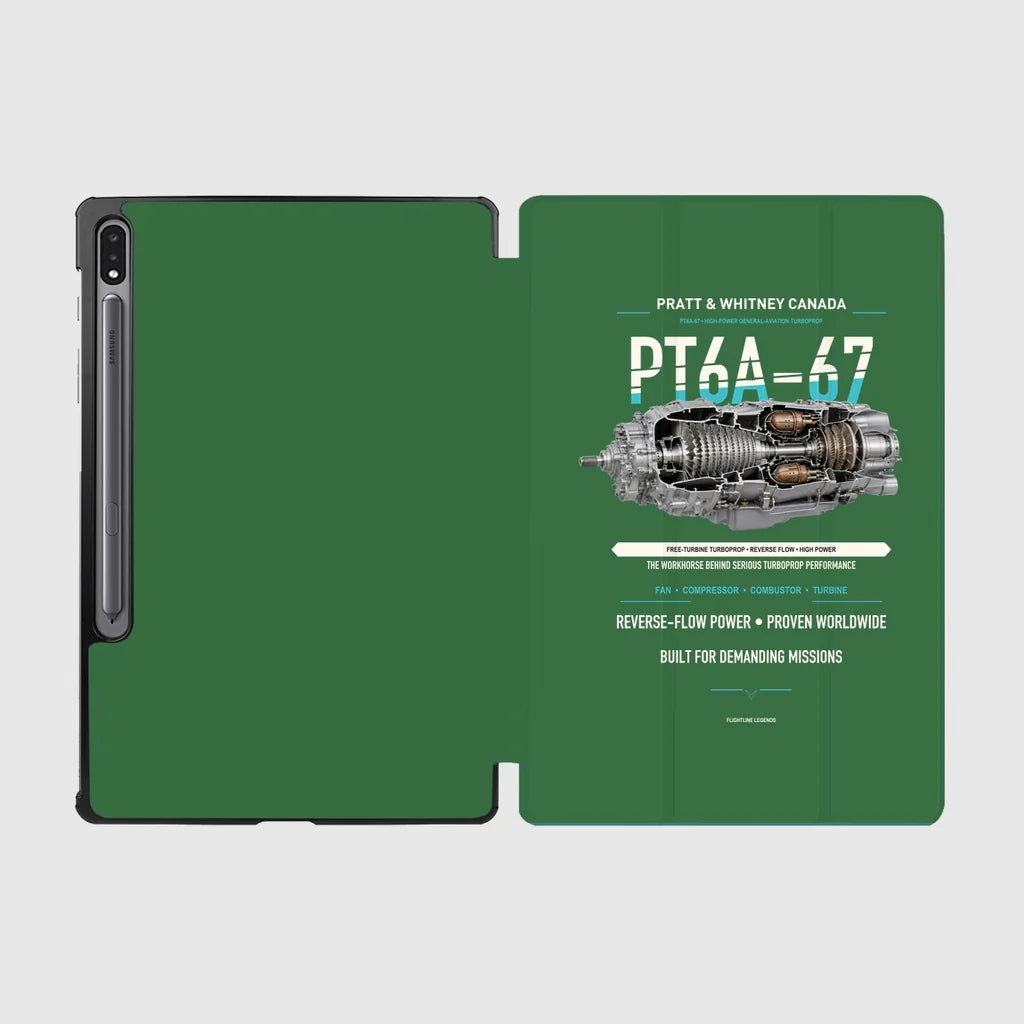 PT6A-67 design on green samsung tablet tablet case