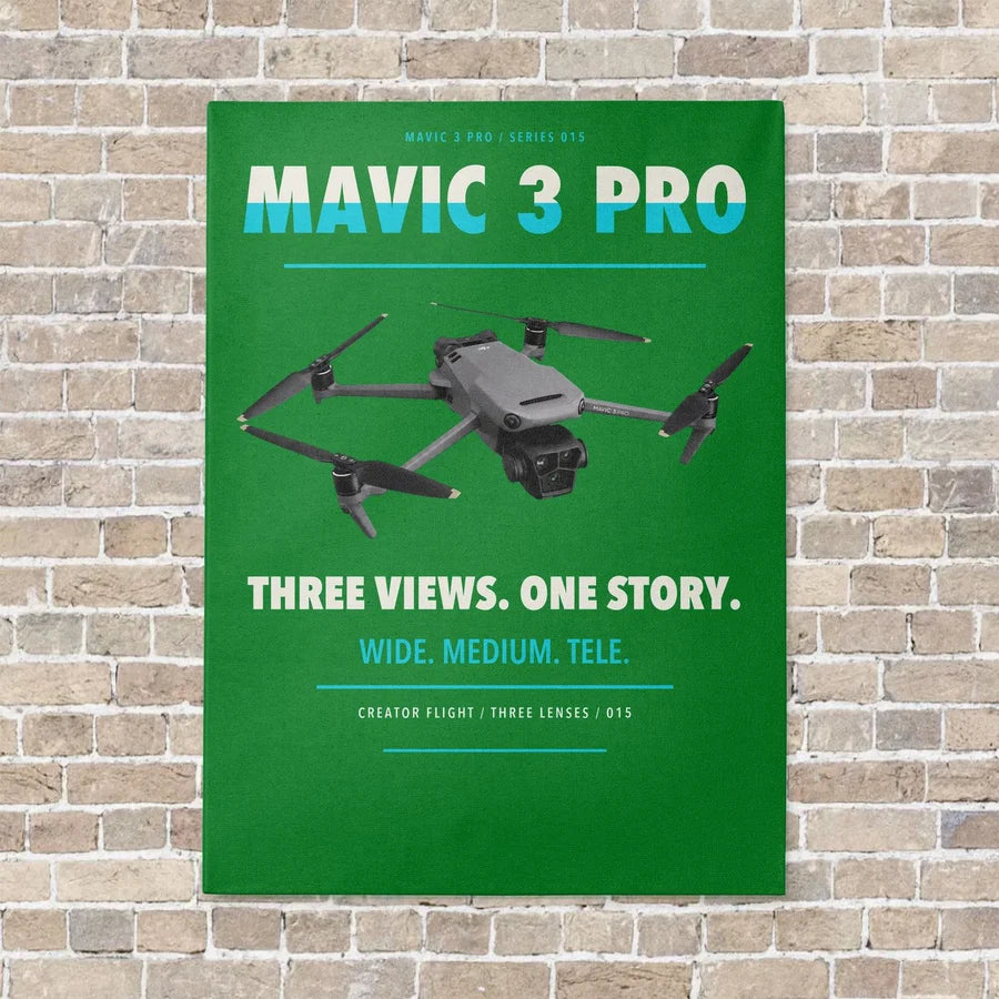 DJI Mavic 3 Pro vertical canvas print - no frame - green background