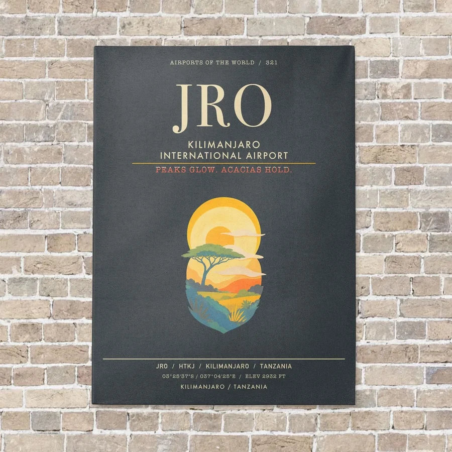 Kilimanjaro International Airport JRO - Canvas Framed - Gray