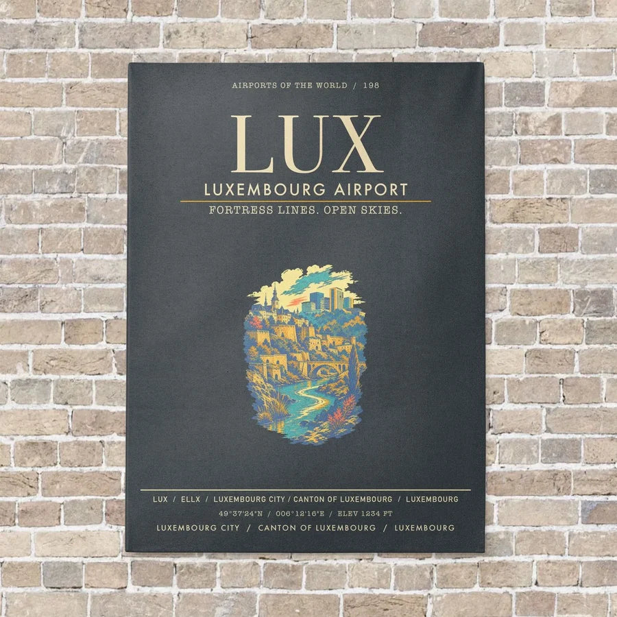 Luxembourg Airport LUX - Canvas Framed - Gray
