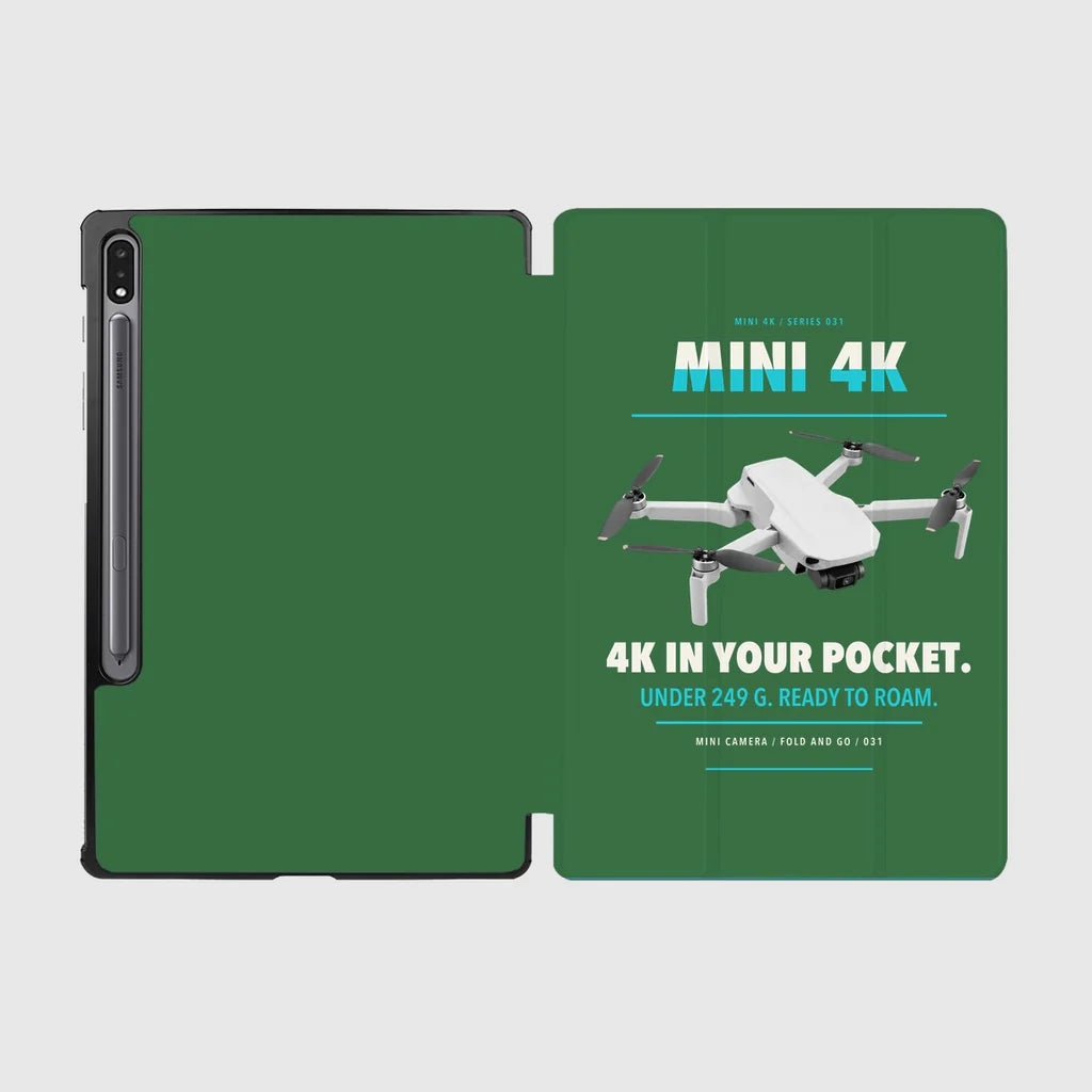 DJI Mini 4K design on green samsung tablet tablet case