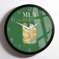 Thumbnail for Melilla Airport (MLN) design on green framed wall clock