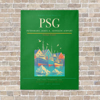 Thumbnail for Petersburg James A. Johnson Airport PSG vertical canvas print - no frame - green background
