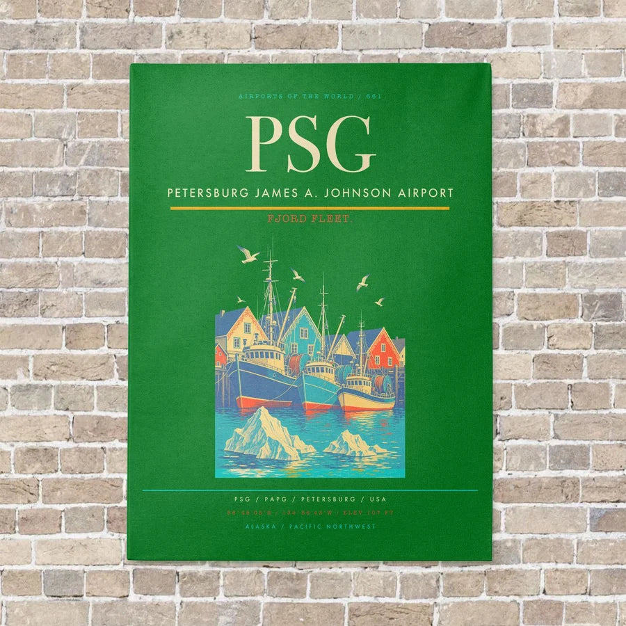 Petersburg James A. Johnson Airport PSG vertical canvas print - no frame - green background