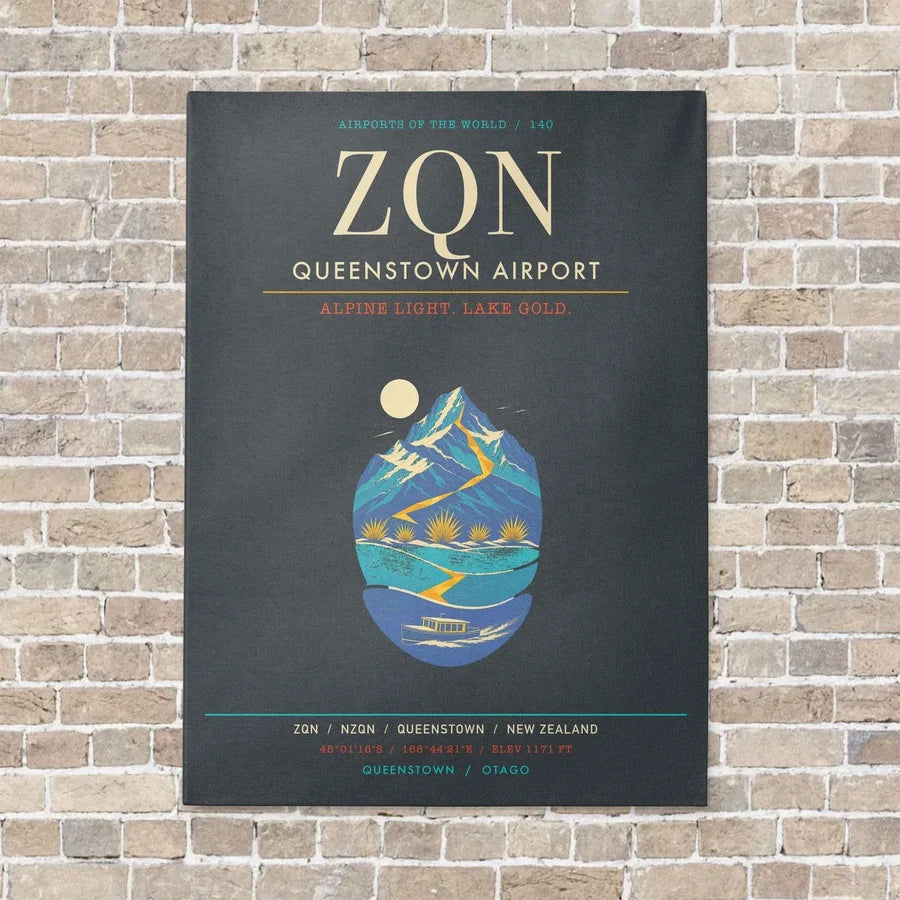 Queenstown Airport ZQN - Canvas Framed - Gray