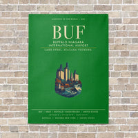 Thumbnail for Buffalo Niagara International Airport BUF vertical canvas print - no frame - green background