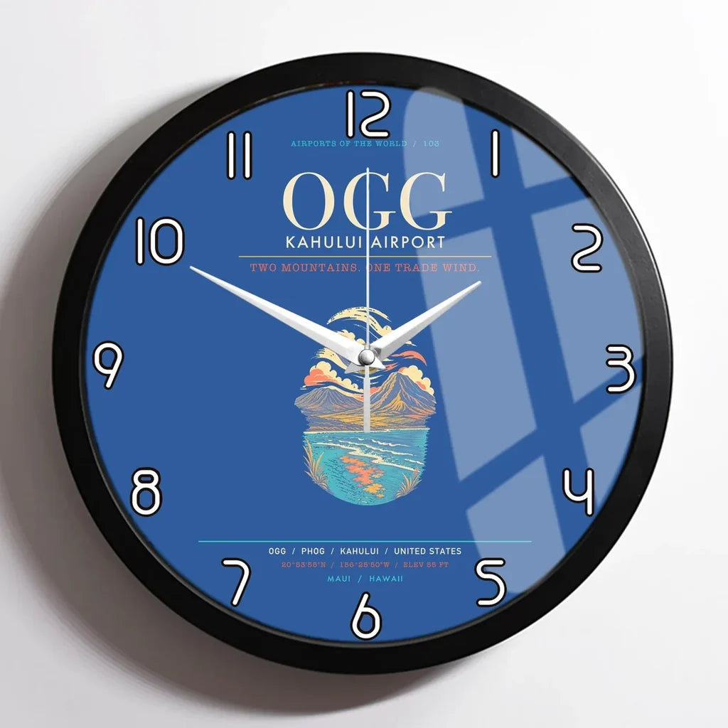 Kahului Airport OGG Wall-Clock Framed - Blue